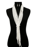 White Pearl Scarf Necklace Set