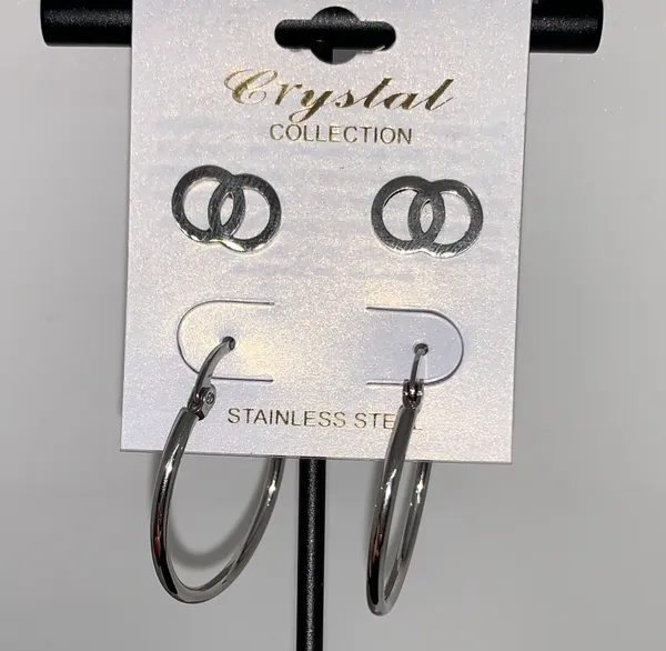 Infinity Stud and Hoop Earrings Set