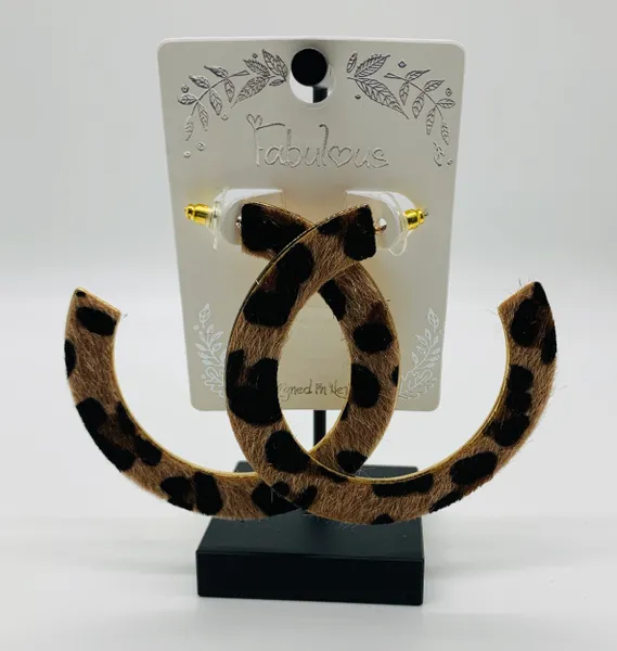 Leopard Fur Hoop Earrings