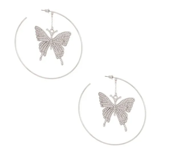 Dangle Butterfly Hoops