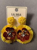 Yellow Sequin Flower Tassel Necklace