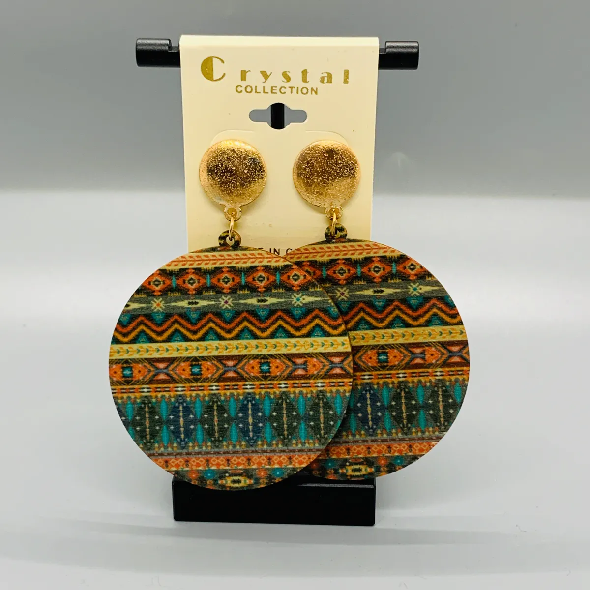 Tribal Round Wood Earrings