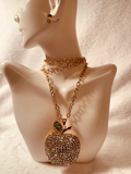 Rhinestone Apple Necklace