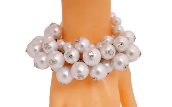 Pearl Bead 5 Strand Necklace and Bracelet Set