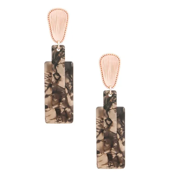 Rectangle Marble Earrings