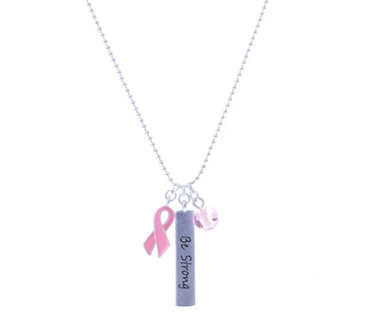 Pink Ribbon Be Strong Necklace