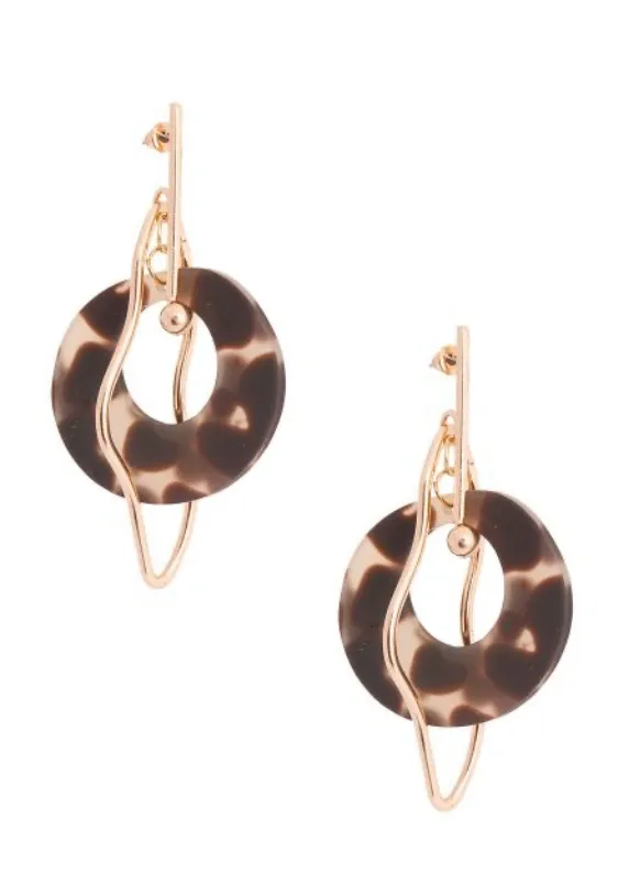 Gold Bar Tortoiseshell Earrings