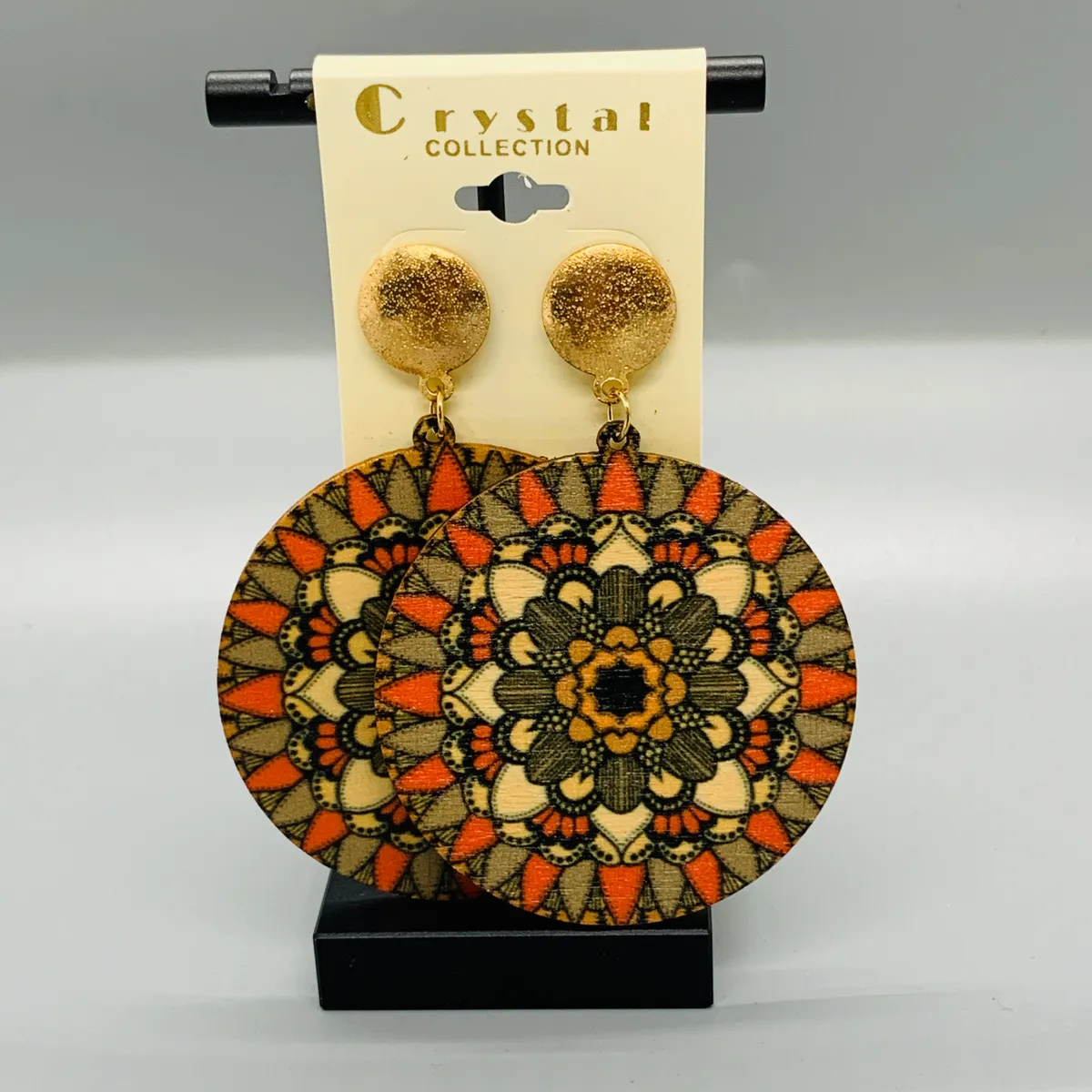 Tribal Round Wood Earrings