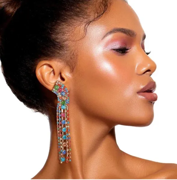 Multi Color Waterfall Earrings