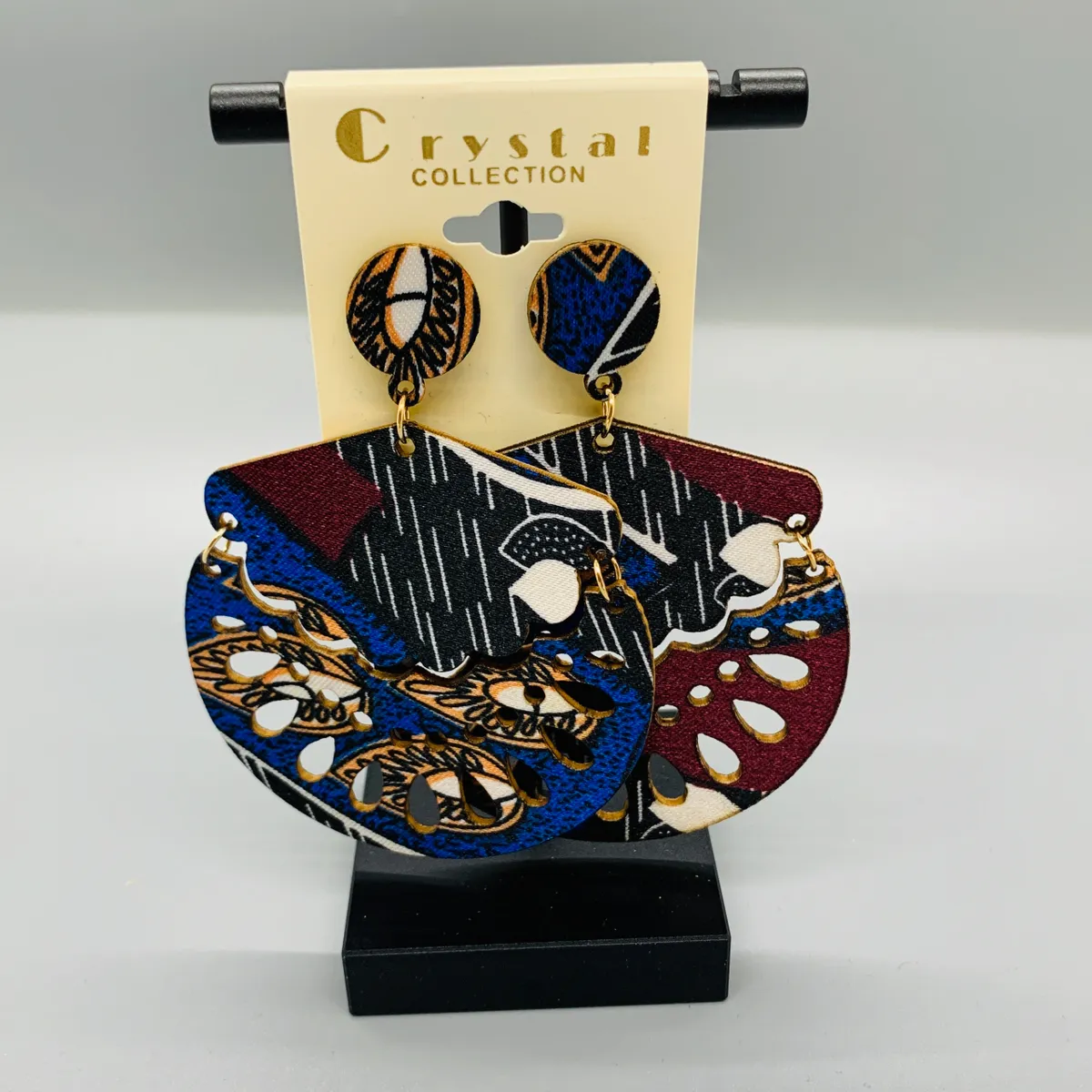 Wooden Tribal Round Earrings
