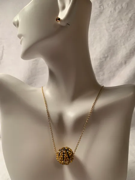 Pave Rhinestone Football & Basketball Necklace