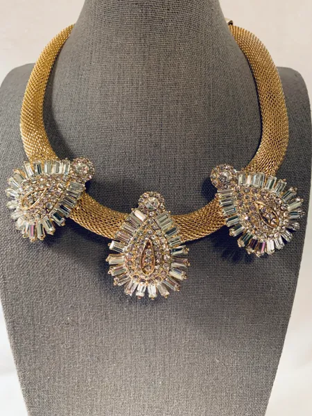 Thick Mesh Chain with Rhinestone Necklace