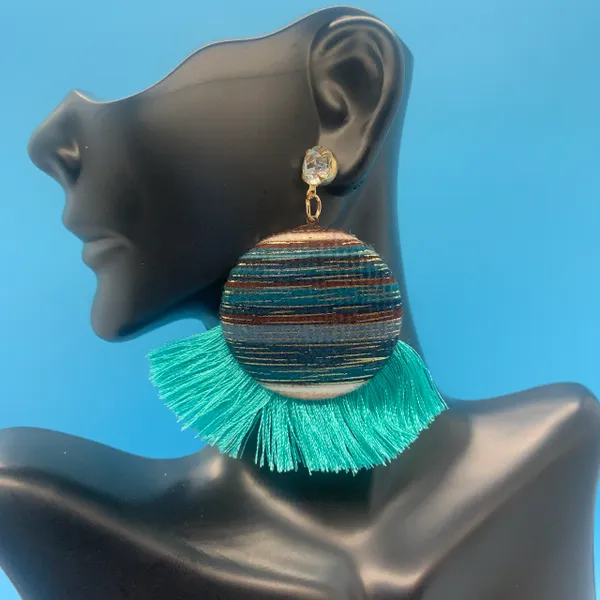 Button Fringe Earrings