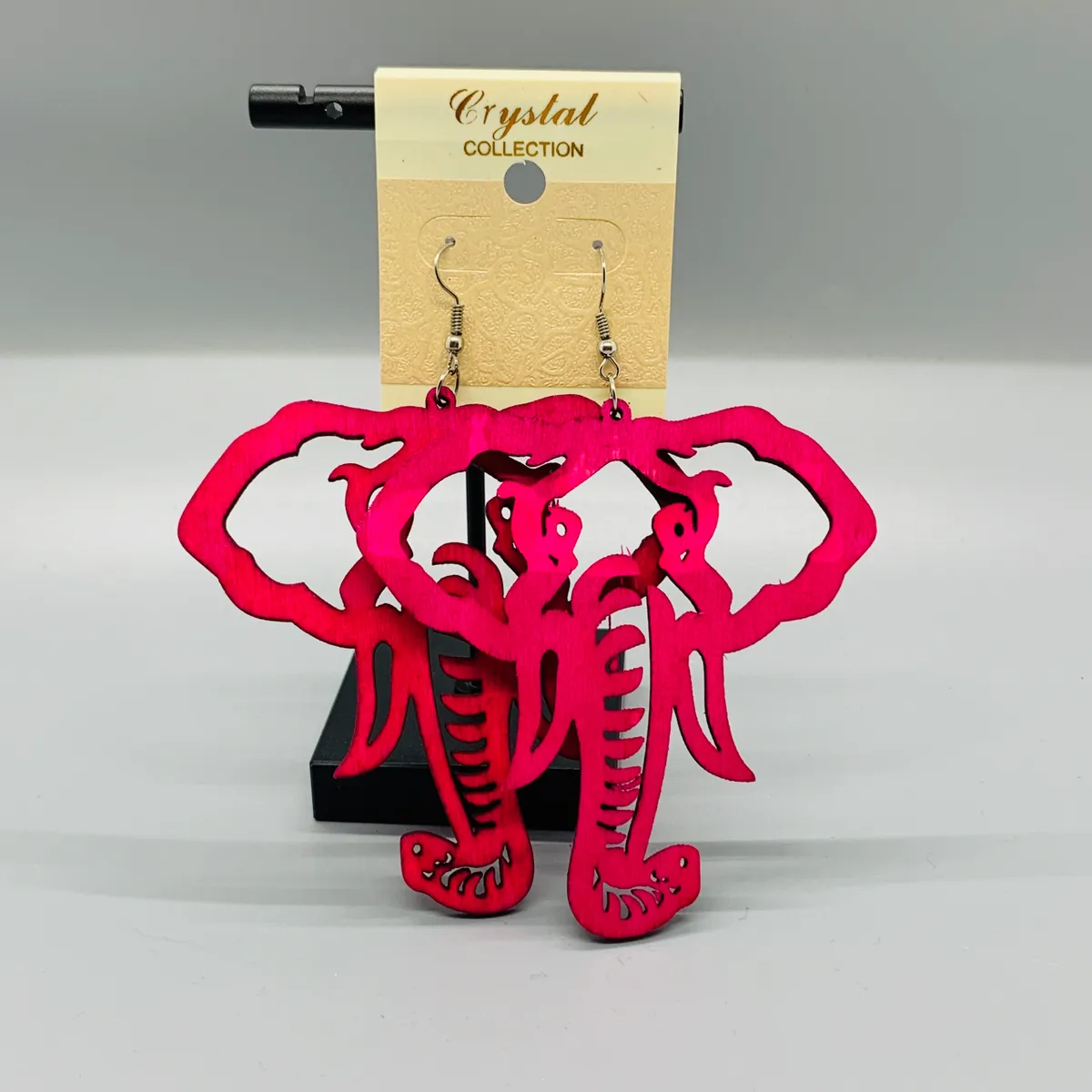 Elephant Wooden Drop Earrings