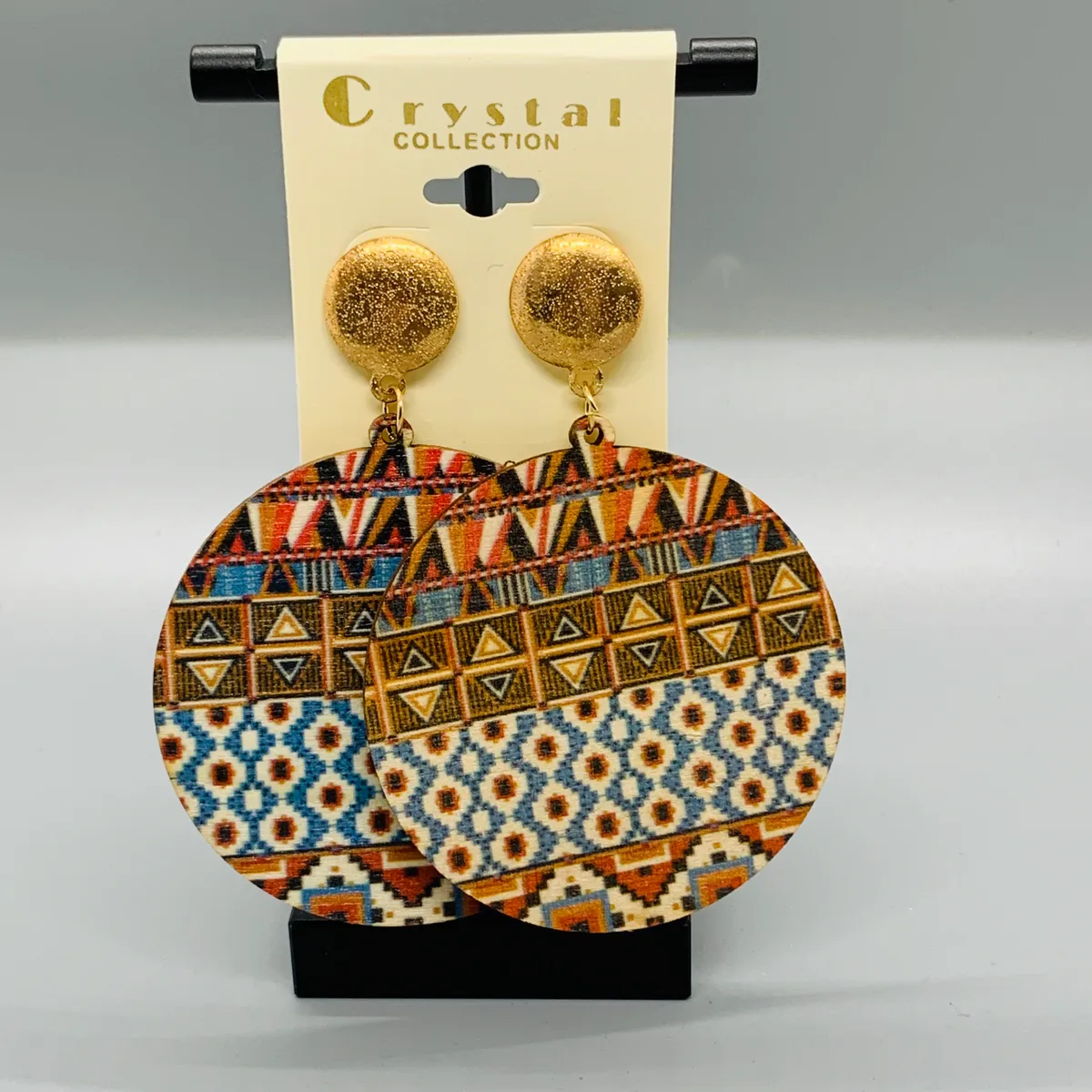 Tribal Round Wood Earrings