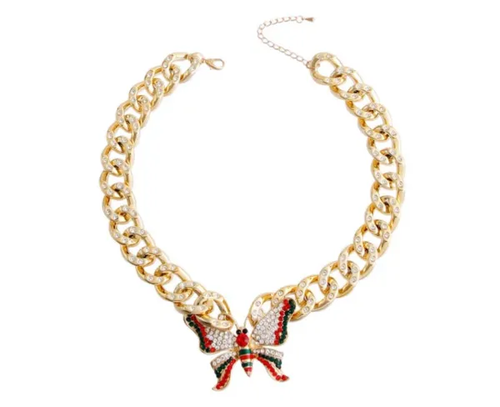 Butterfly Cuban Chain Necklace