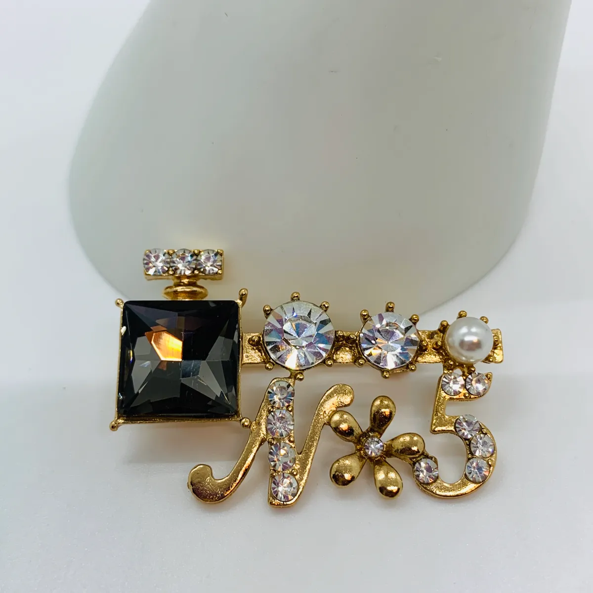 Diamond N*5 Bottle Brooch