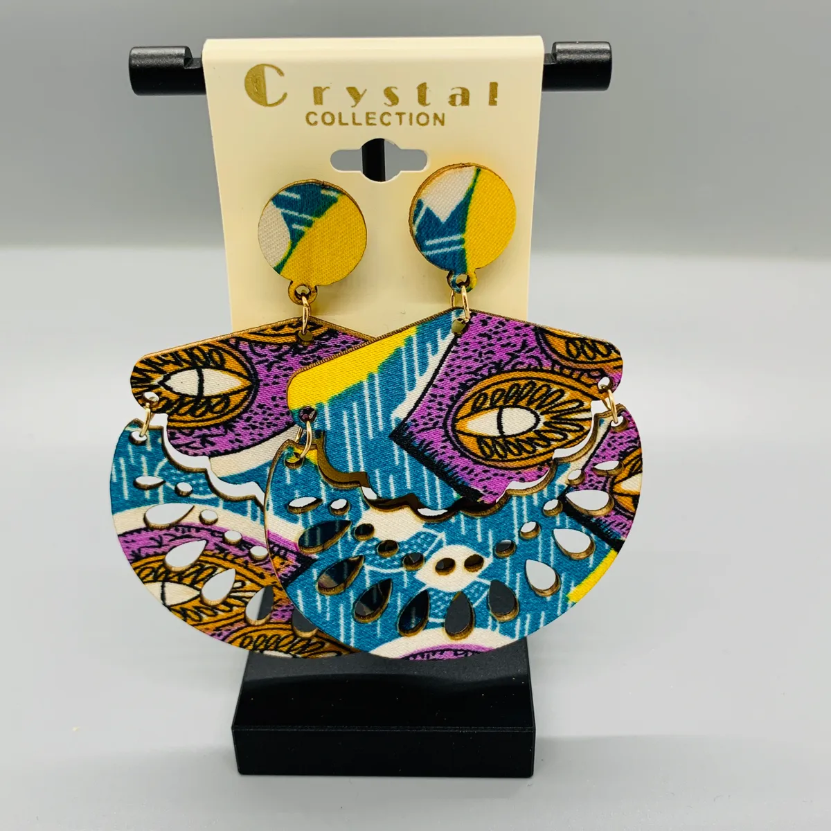 Wooden Tribal Round Earrings