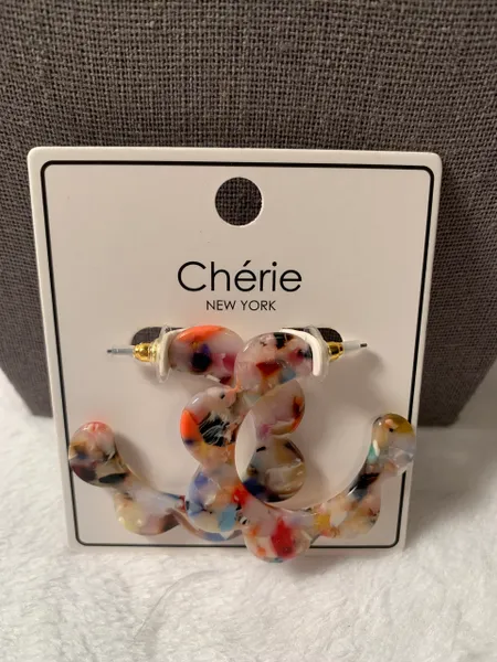 Celluloid Flower Hoops Earrings