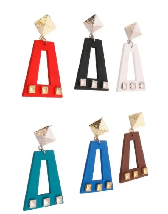 Wooden Trapezoid Earrings