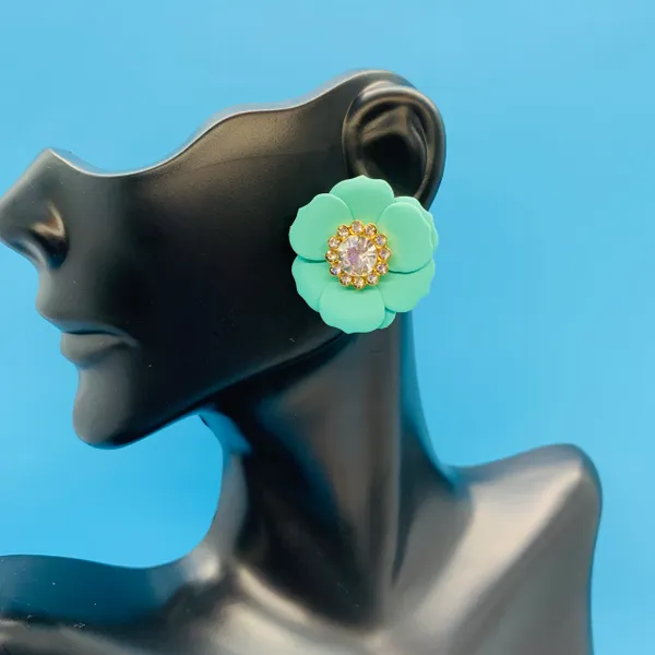 Flower and Diamond Earrings