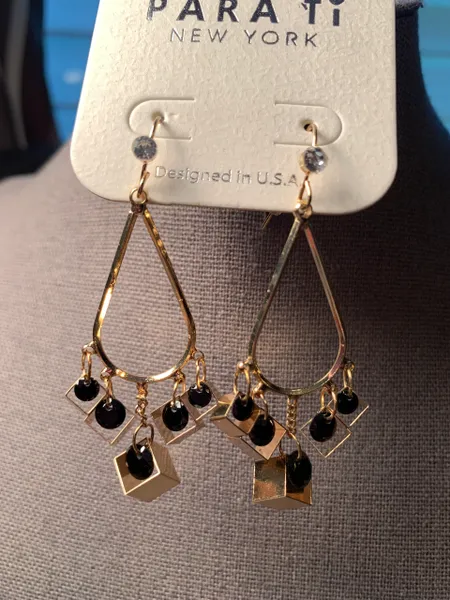 Gold Square Dangle Earrings