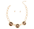Gold Black Coin Bee Necklace