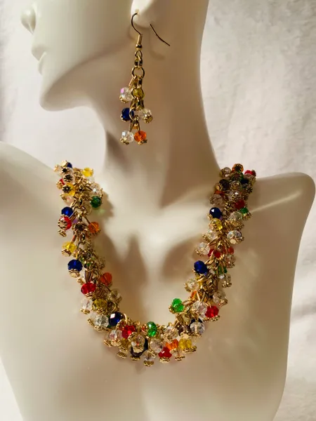 Rainbow Glass Bead Necklace