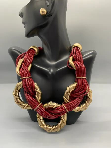 Cord & Metal Necklace Set