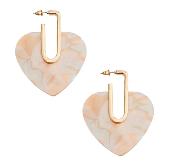 Aurora Borealis Marbled Hearts Earrings