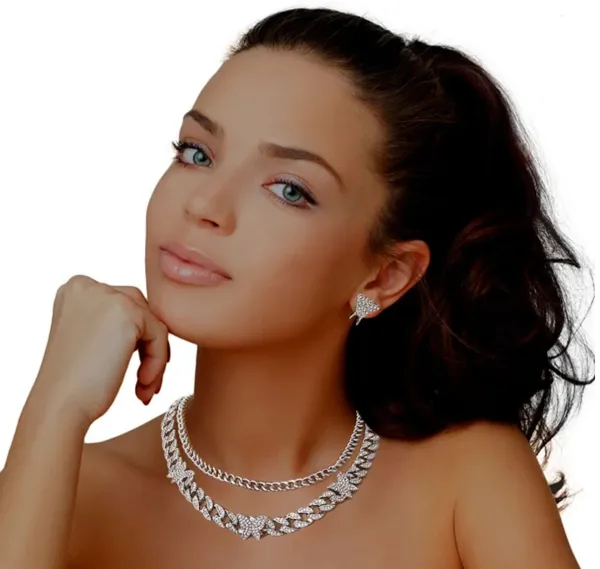Layered Butterfly Cuban Chain Set