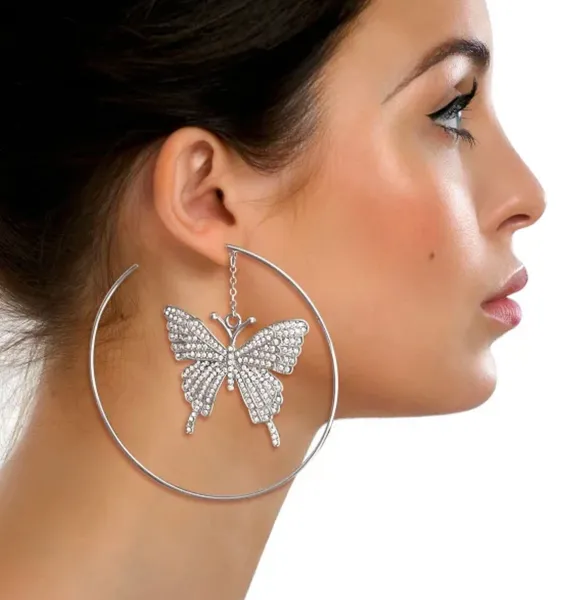 Dangle Butterfly Hoops