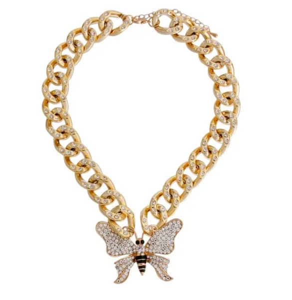 Butterfly Cuban Chain Necklace