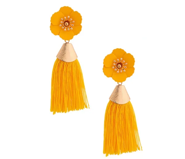 Flower Silk Tassel Earrings