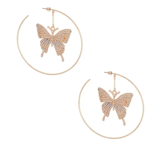 Dangle Butterfly Hoops