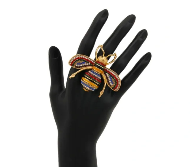 GG Style Rhinestone Bee Ring