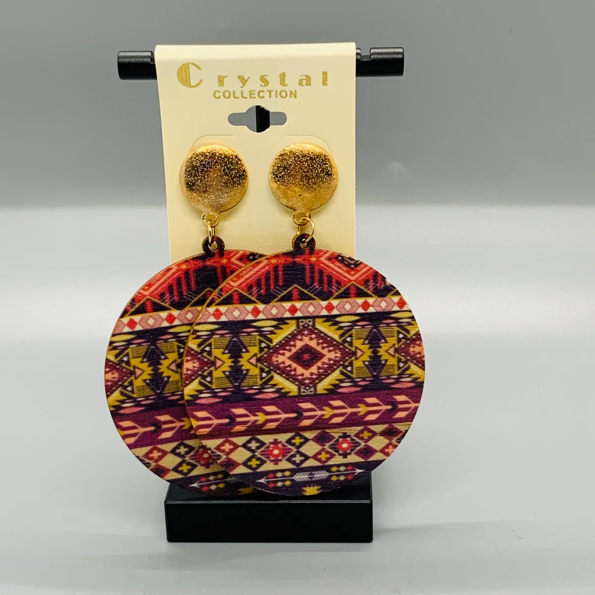 Tribal Round Wood Earrings