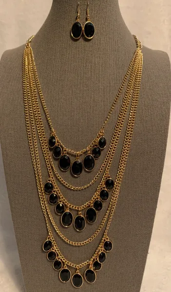 Black and Gold Three Layer Necklace