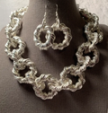 Silver Metal Twisted Link Necklace