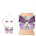 Rigid Metal Butterfly Necklace, Earrings, & Bracelet Set