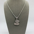 Initials Rhinestone Silver Necklace