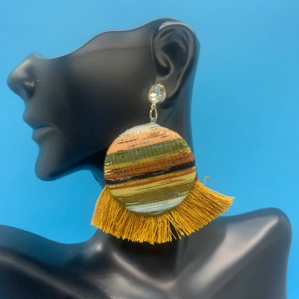 Button Fringe Earrings