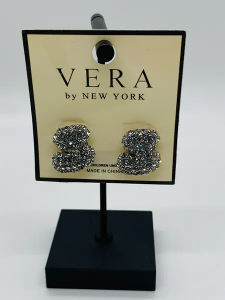Initials Rhinestone Silver Studs Earrings