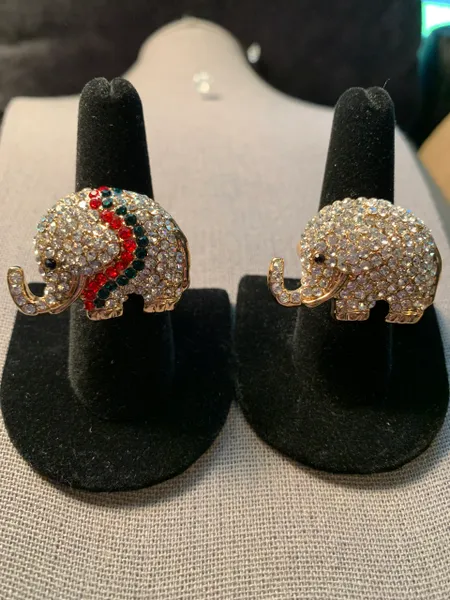 Rhinestone Elephant Rings