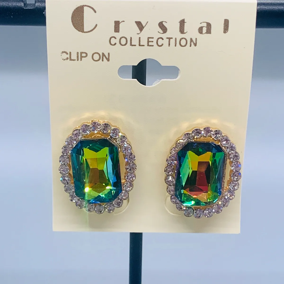 Emerald Cut Clip On Earrings