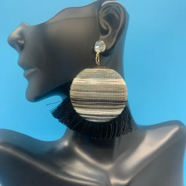 Button Fringe Earrings