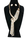 Asymmetric Pearl & Rhinestone Knot Necklace