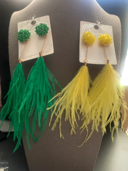 Bead & Feather Earrings