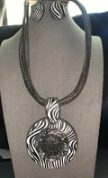 Zebra Leather Metal Necklace