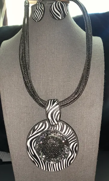 Zebra Leather Metal Necklace